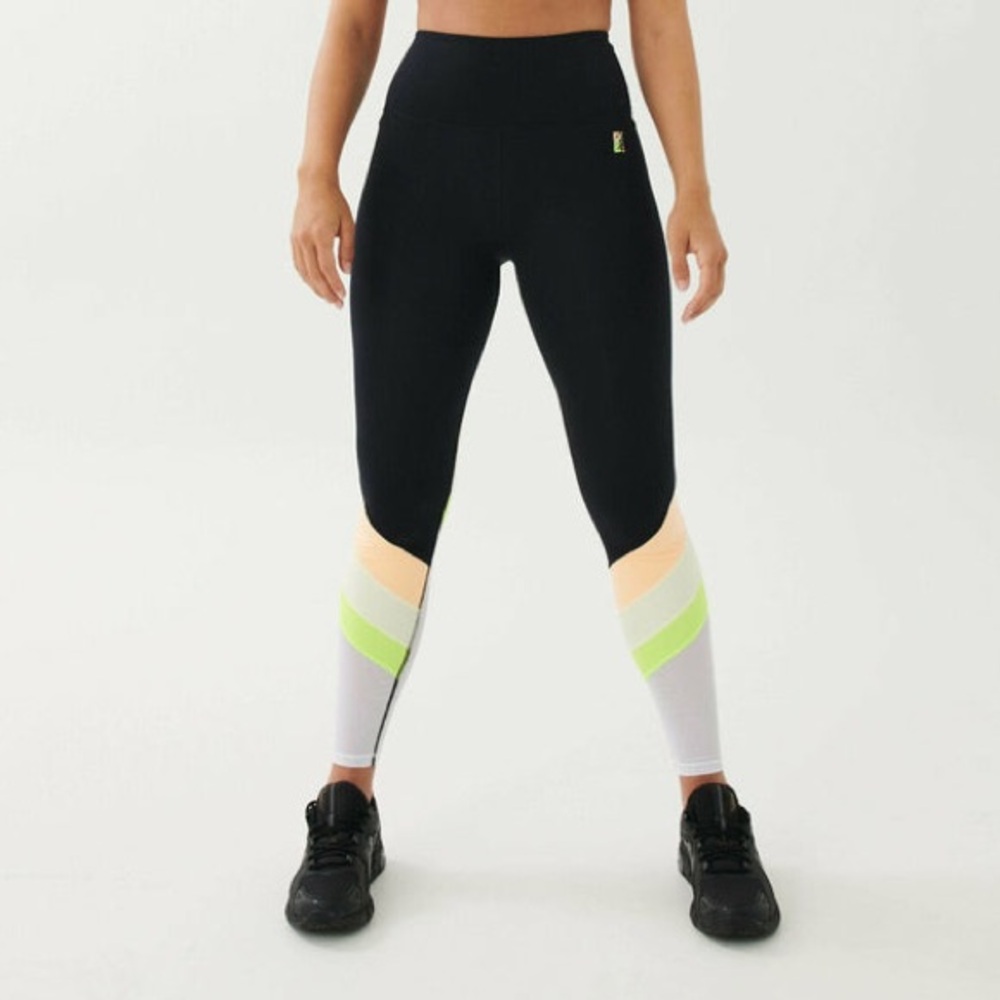P.E Nation Black and White Leggings with Neon Accents XS